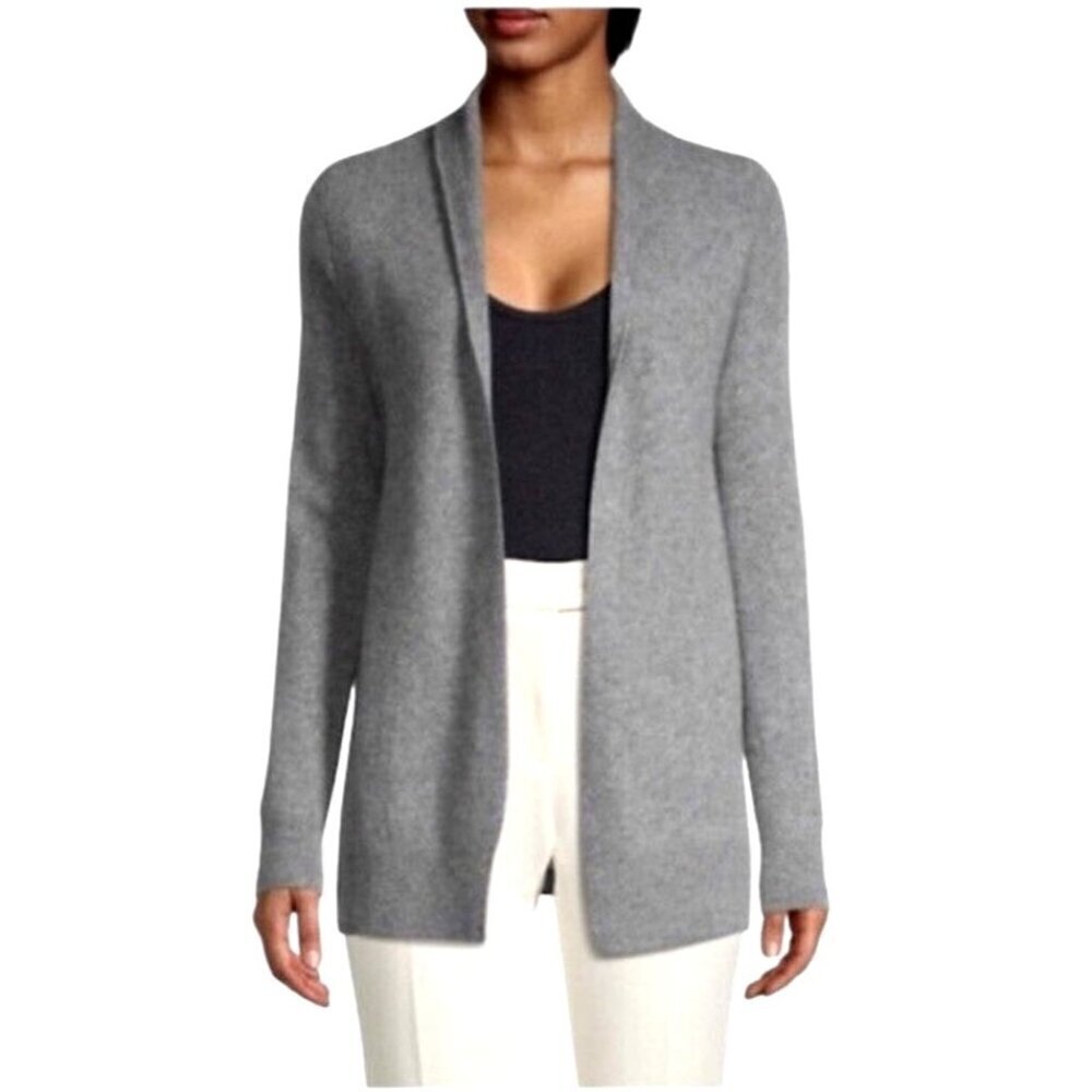 Repeat Easy Knit Sweater Women Small Gray Knit Open‎ Front Long Line Cardigan